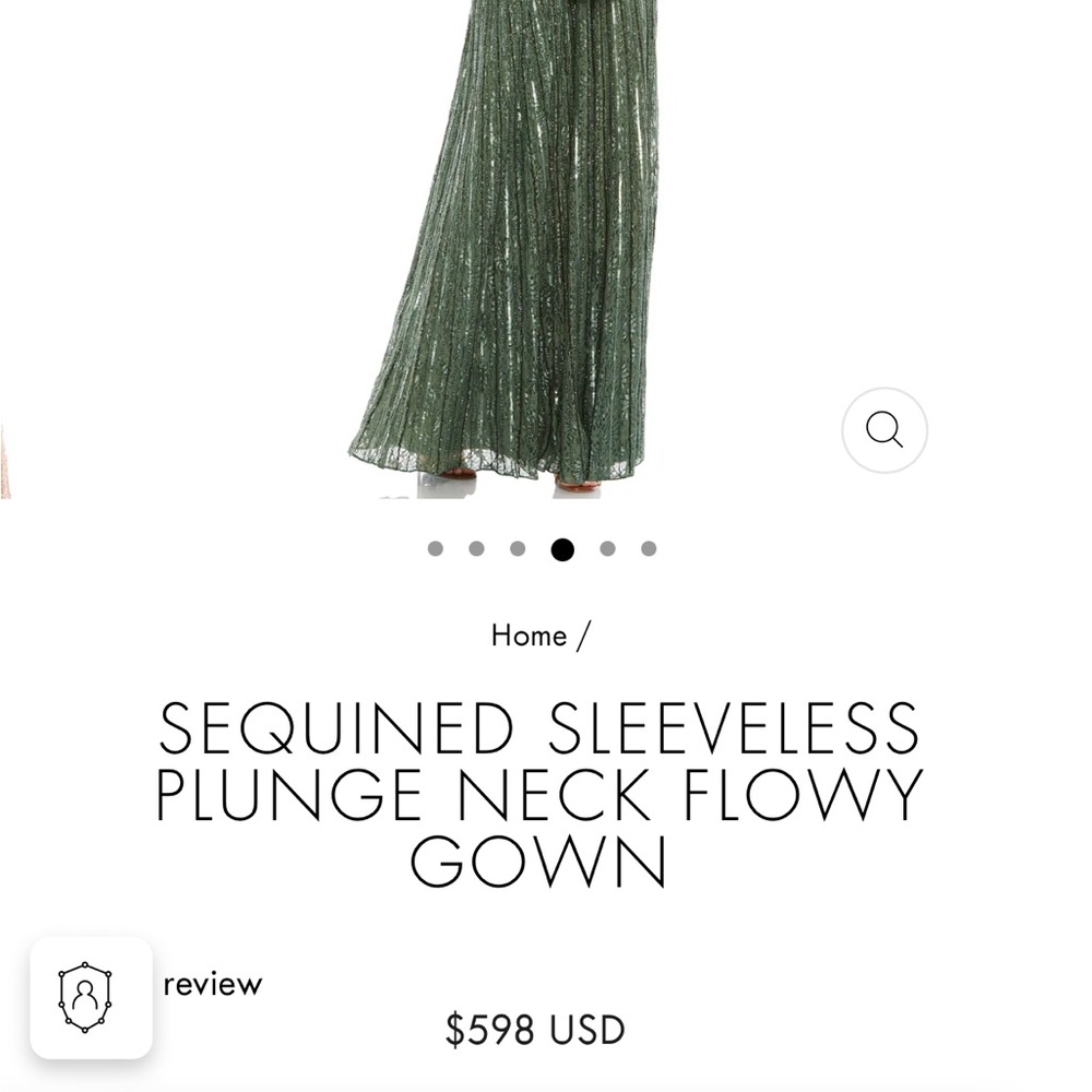 NWT Mac Duggal Deep Green Sequin Plunging V-Neck Gown, Size 10 - Picture 4 of 6
